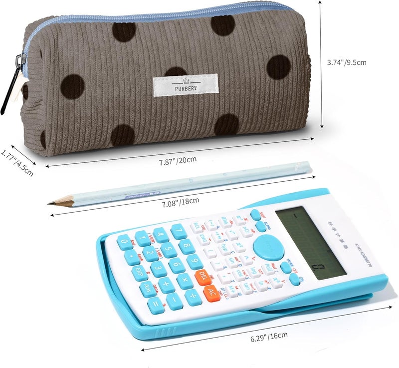 Purbert Pencil Bag Pen Case, Soft Corduroy Small Pencil Pouch Organizer with Zipper, Cute Pencil Case Pouch Stationery for Girls and Boys – Dot Grey - Image 3